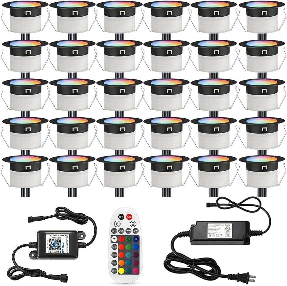 Black Stainless Steel Waterproof In-ground RGBW Deck Light, 30pcs M8234