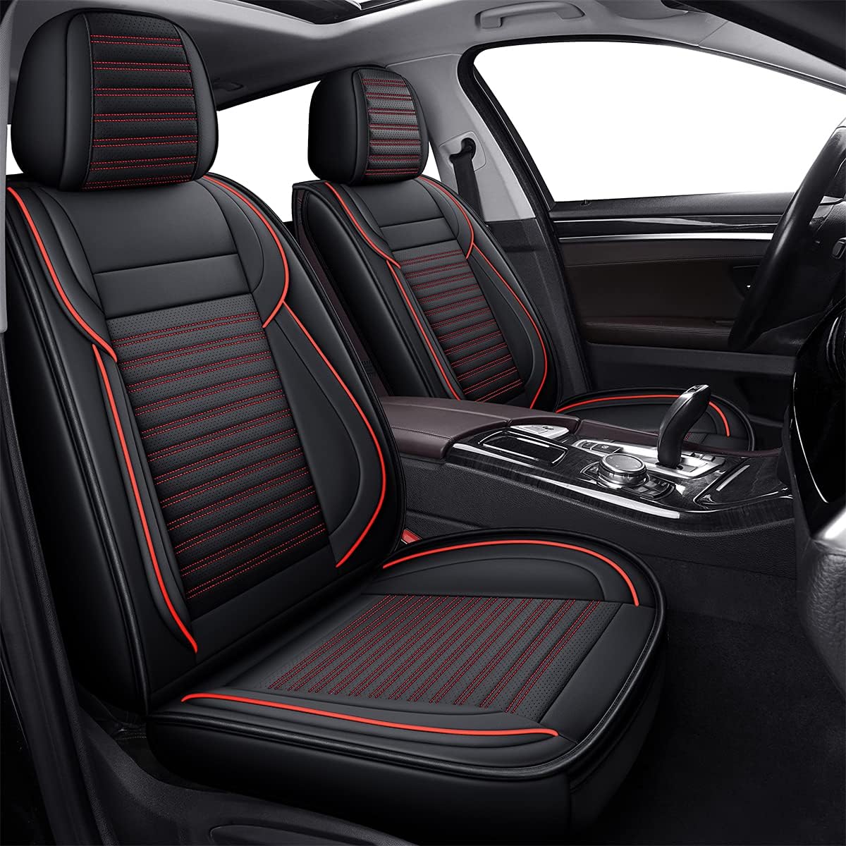 Red line Faux Leather Automotive Seat Covers H88988