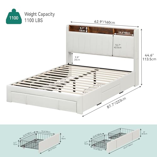 Beige Queen Size Storage Bed Frame with 4 Drawers B839387