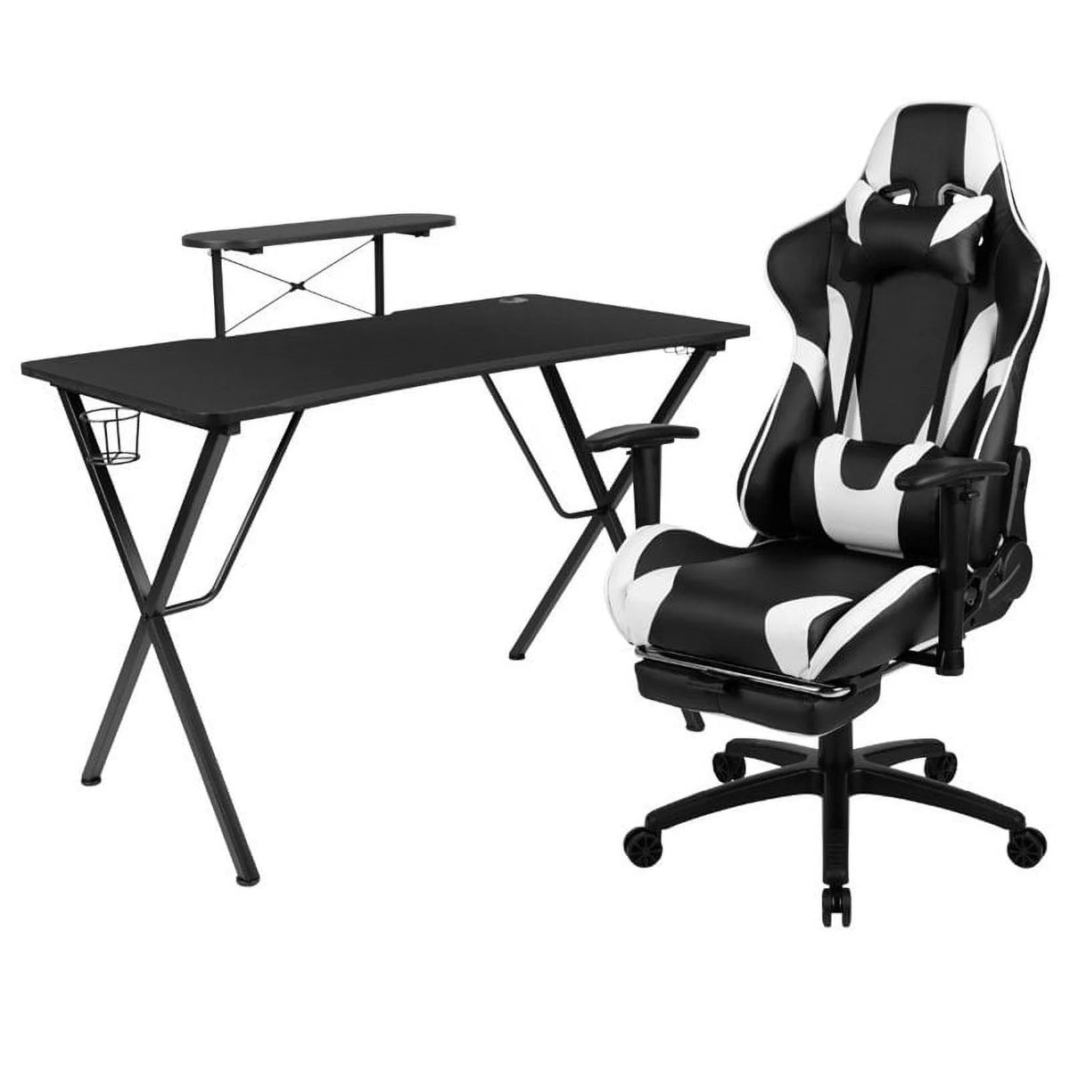 Black Gaming Desk and Reclining Swivel Chair H941