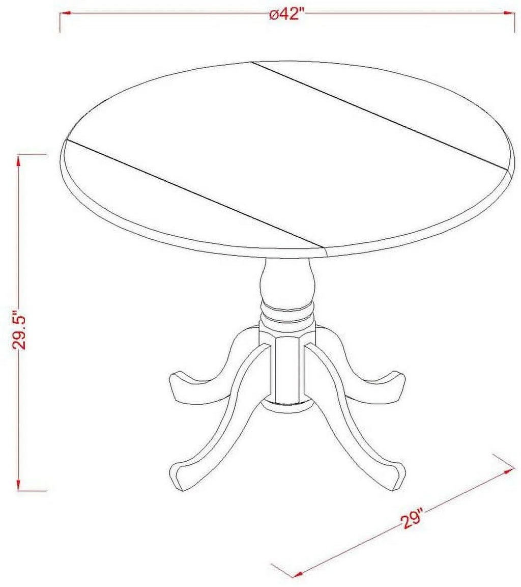 Round Dropleaf Pedestal Kitchen Table 42X42 Inch R63844