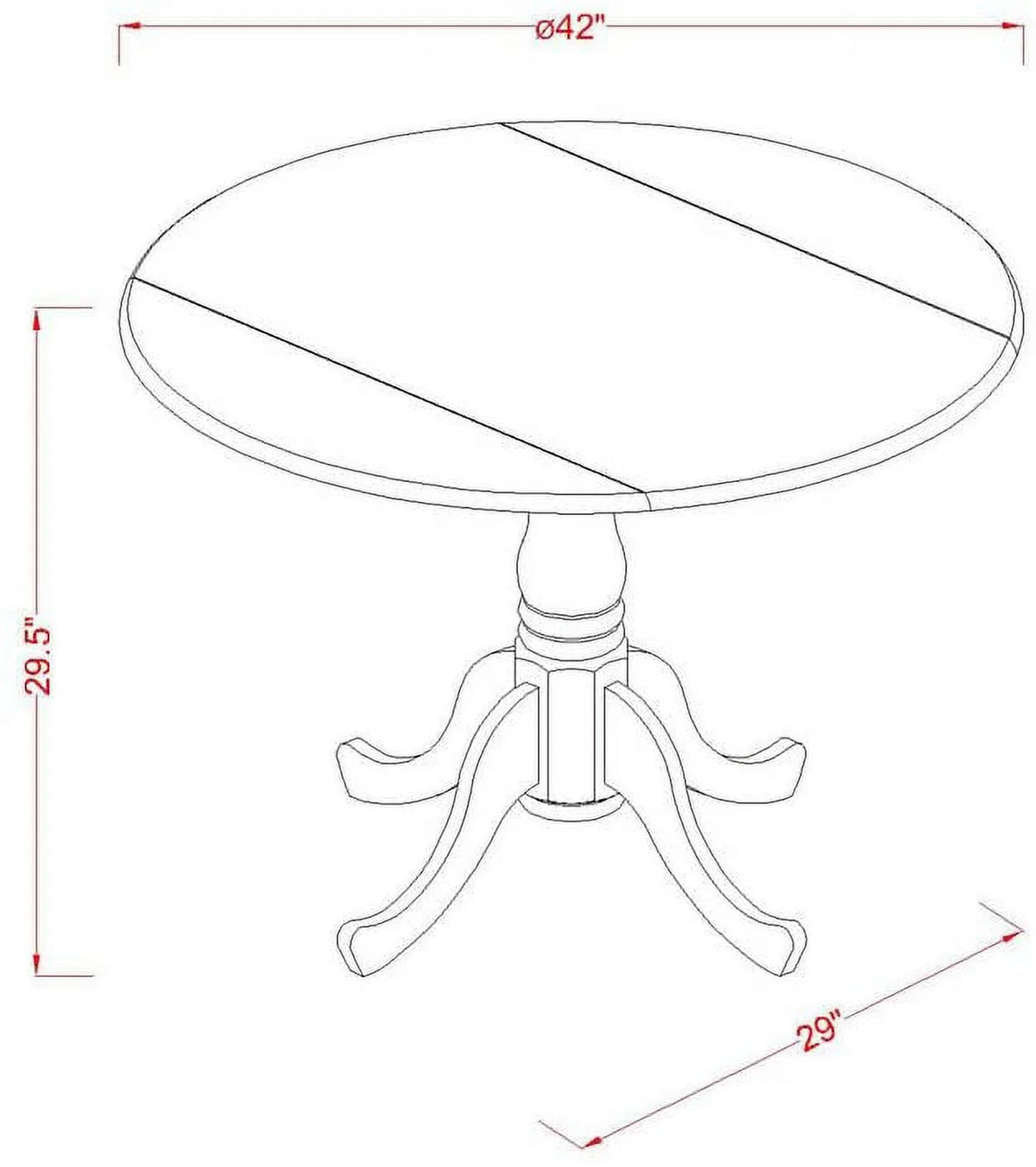 Round Dropleaf Pedestal Kitchen Table 42X42 Inch R63844