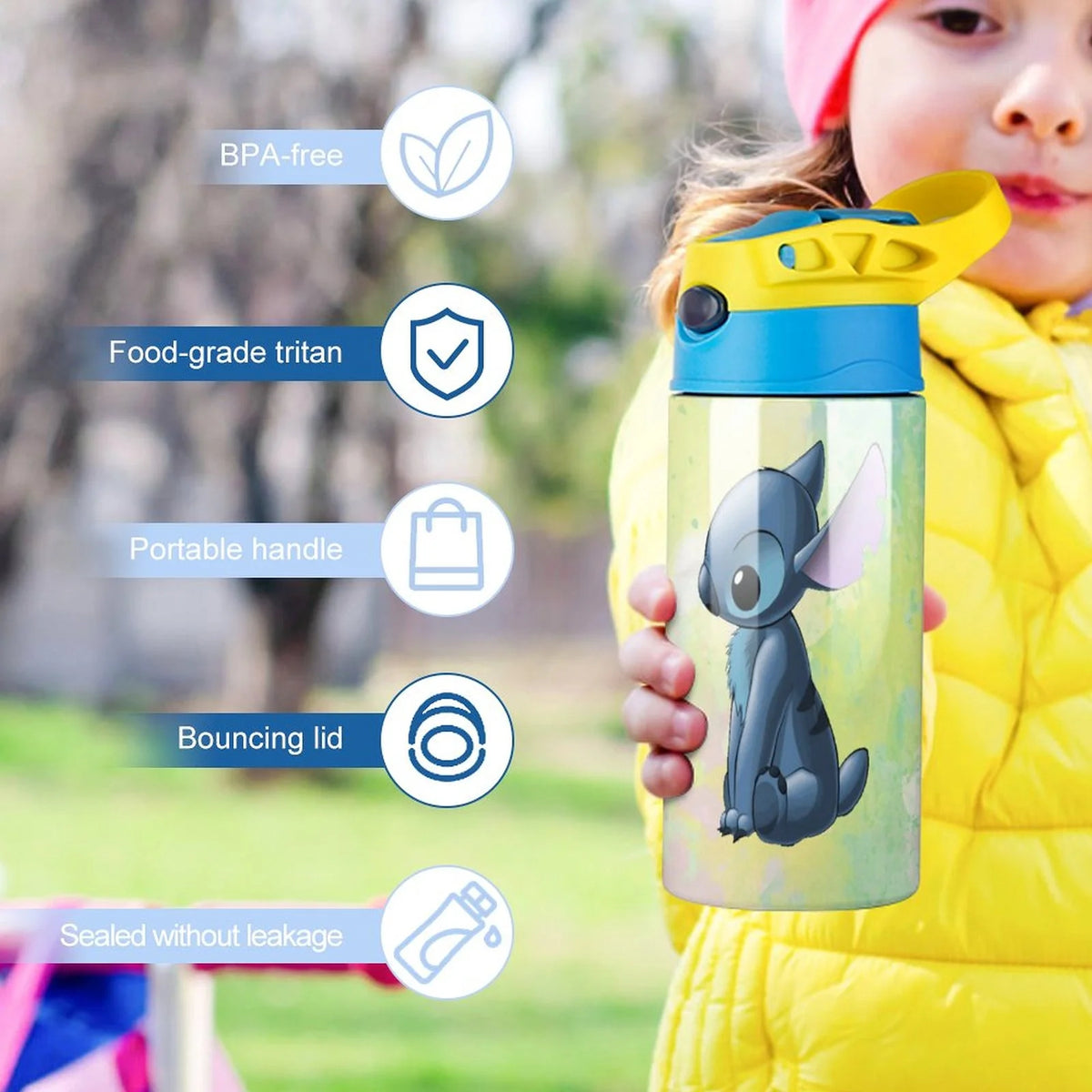 Stainless Steel Vacuum Insulated Children's Water Bottle with Straw A5061