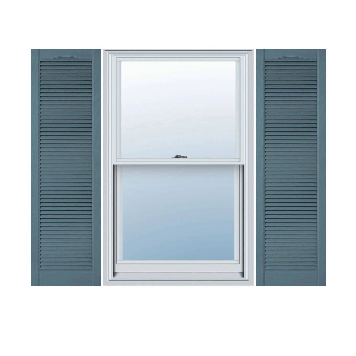 Custom Cathedral Top Louver Shutters with Shutter-Loks, Per Pair H37948