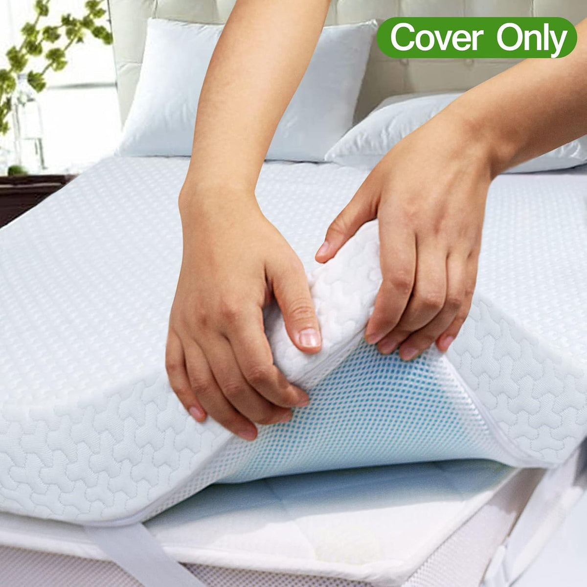 Queen Size Bamboo Rayon Zippered Mattress Protector Cover Z558