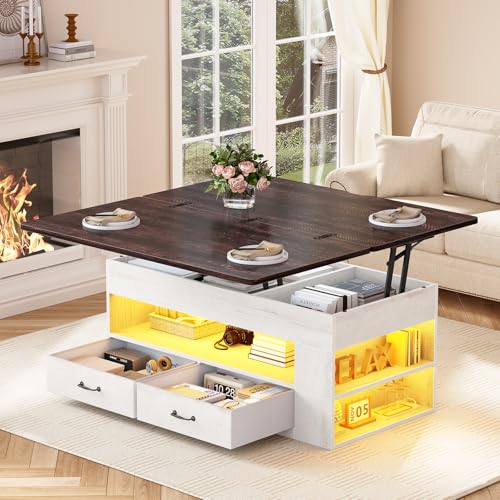 Lift Top Coffee Table with Storage and Drawers O9222