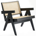 Black Solid Wood Rattan Accent Chair O674