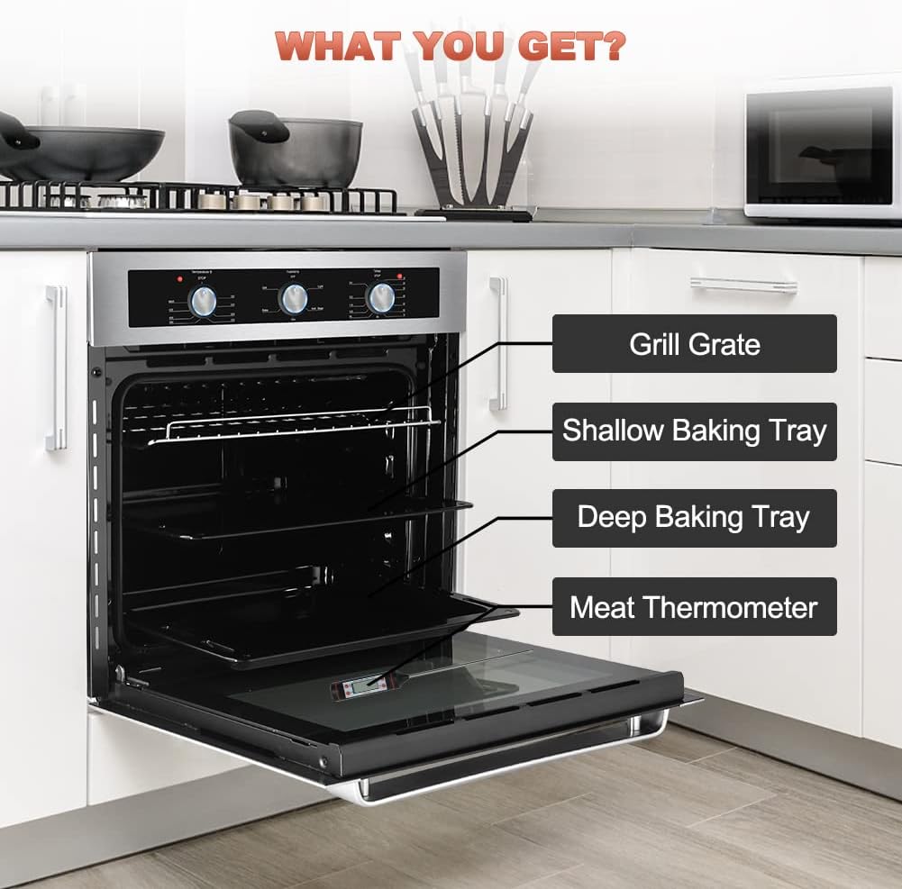 Single Wall Oven, 2.3 Cu.ft. Built-in Electric Wall Oven with Stainless Steel Finish P706