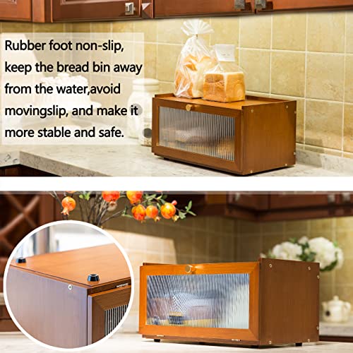 Large Farmhouse Bamboo Bread Box with Window F2464