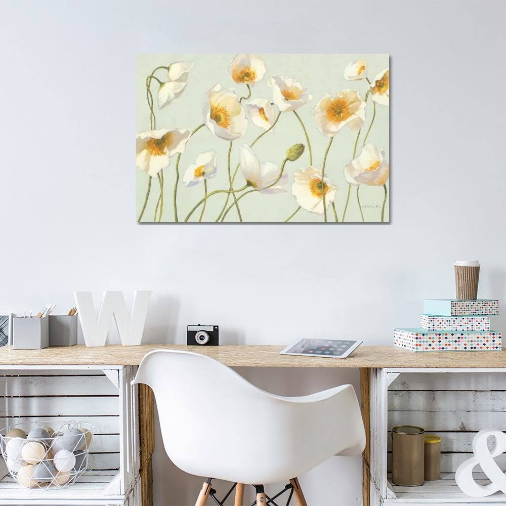 White and Bright Poppies Canvas Wall Decor Prints S8704