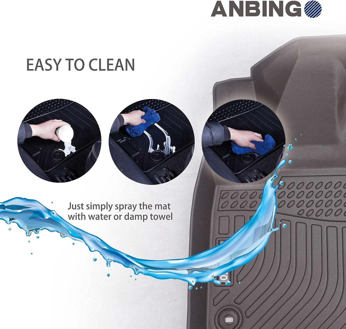 Odorless All Weather Car Floor Mats Full Set Front & Rear Row D7744