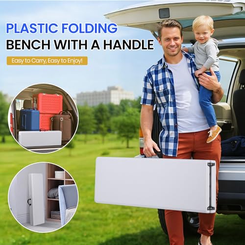 White 6ft Plastic Folding Bench H4454