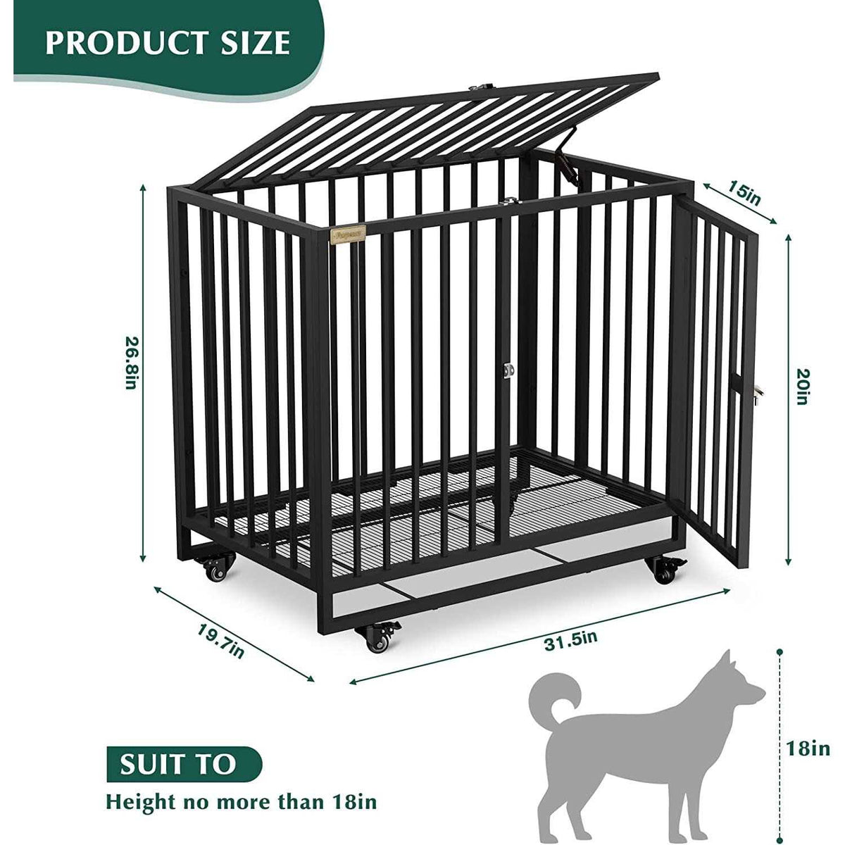 Heavy Duty Steel Dog Crate with 4 Wheels R526