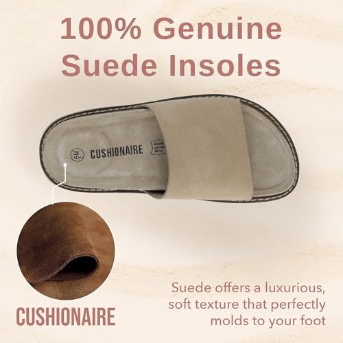 Suede Slip-On Slide Sandal with Cork Footbed Q983