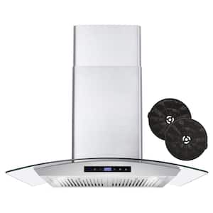 380 CFM Convertible Wall Mount Range Hood with Glass Canopy H752842