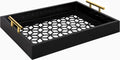 Navy Blue and Gold Rectangle Decorative Tray with Metal Handles D972