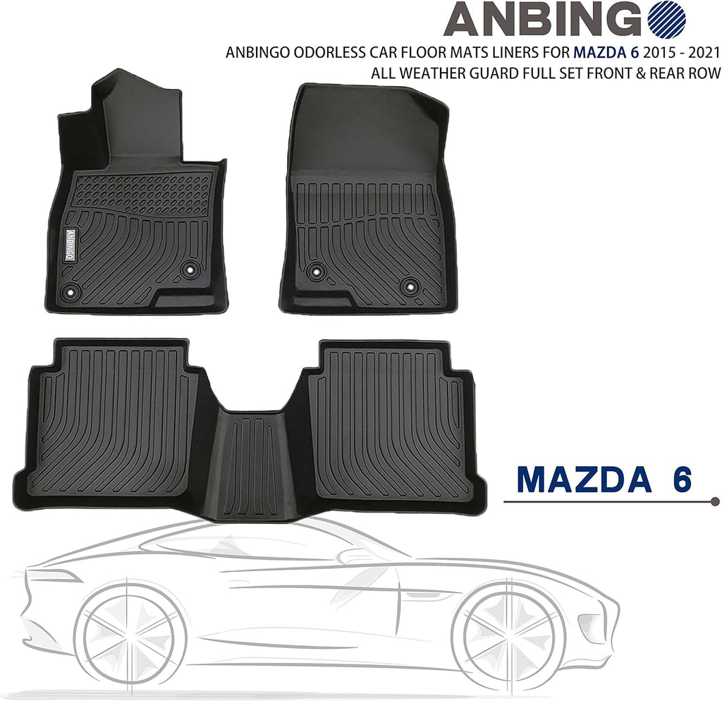 Odorless All Weather Car Floor Mats Full Set Front & Rear Row D7744