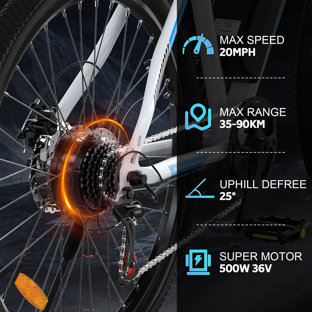 500W 26 Electric Bike 20MPH 36V 12Ah 7 Speed Y521