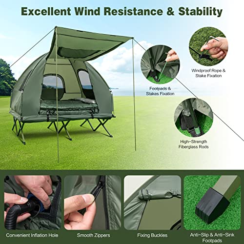 Tent Cot with Air Mattress, 2 Sleeping Bags, Carry Bag & Foot Pump J404421