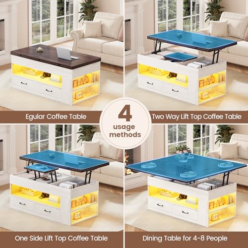 Lift Top Coffee Table with Storage and Drawers O9222