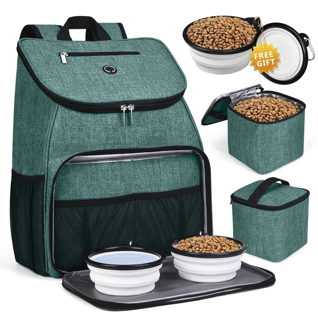 Airline Approved Dog Travel Backpack with 2 Collapsible Bowls and 2 Food Baskets X89109