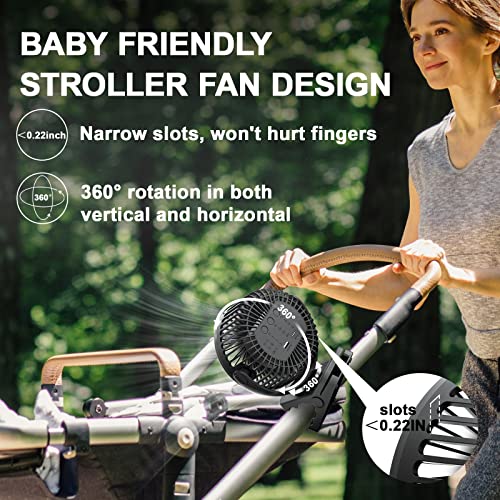 Portable Fan with Remote Control, Timer, LED Lights, 12000mAh USB Rechargeable Battery, Clamp/Hanging/Stand Up J496