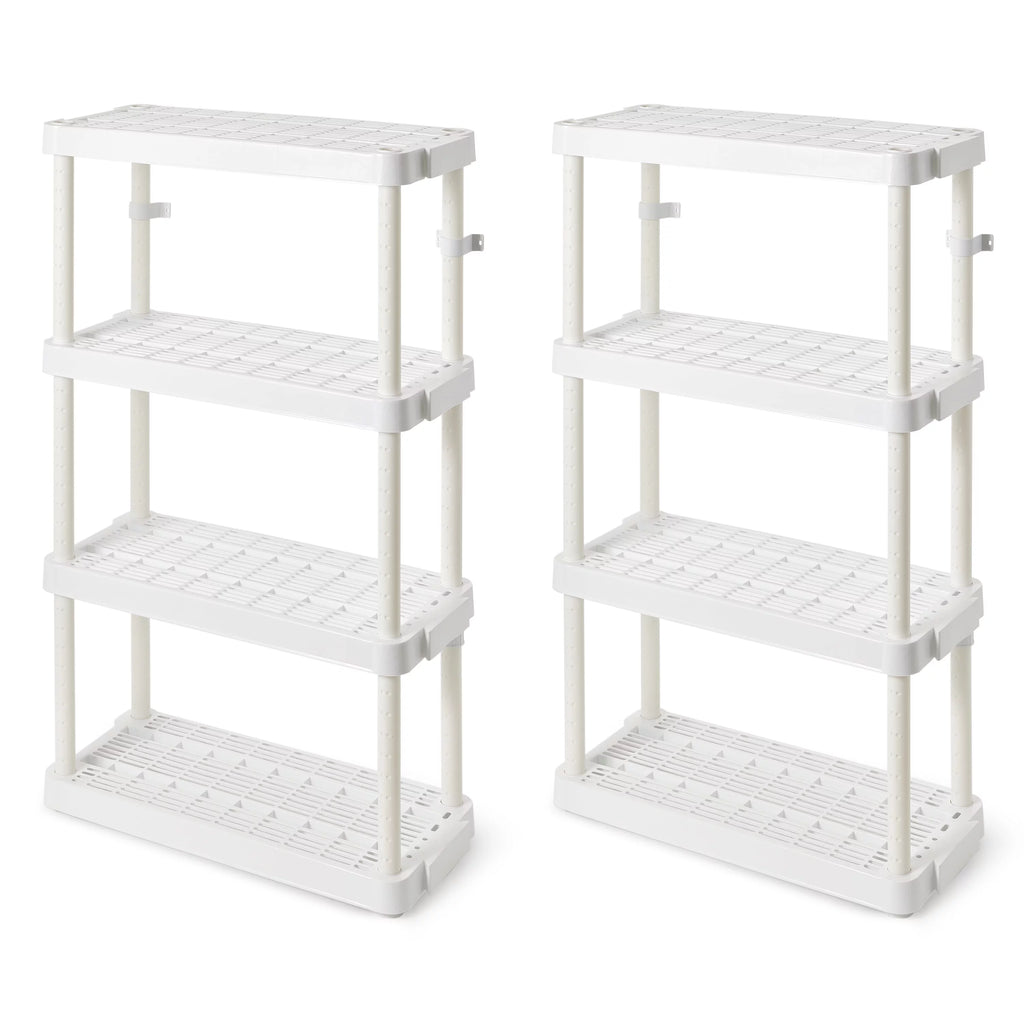 White 4 Shelf Adjustable Height Storage Unit (2 Pack) R681014