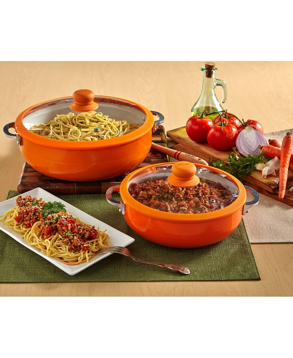 2-Piece Ceramic Nonstick Caldero Set Orange F57856