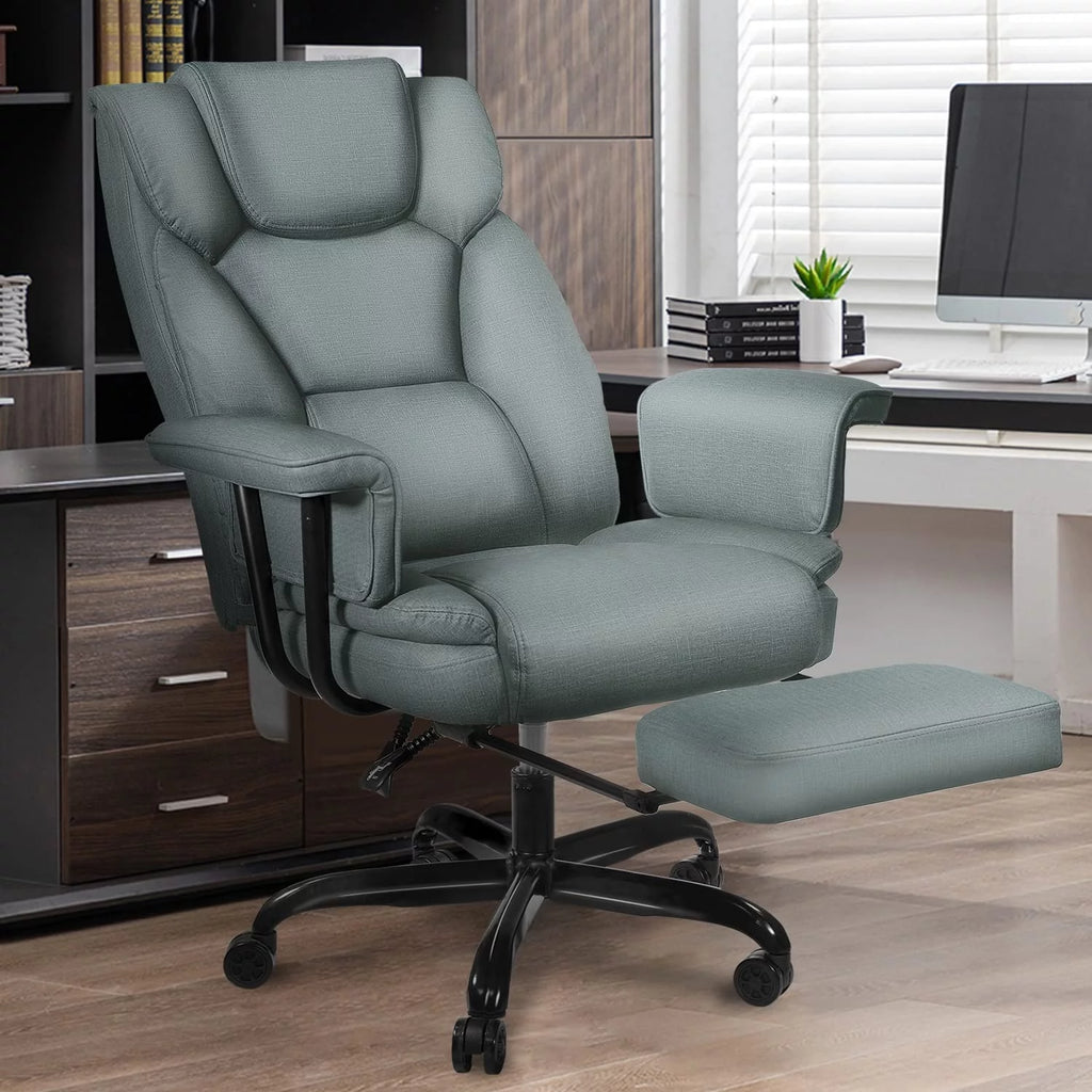 Gray High Back Leather Office Chair 400lb S65436