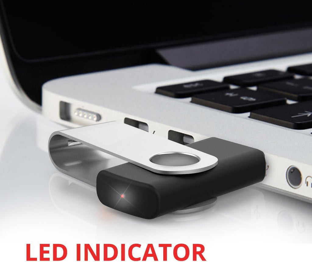 10 Pack 4GB USB2.0 Swivel Flash Drives with Led Indicator, Black O22960