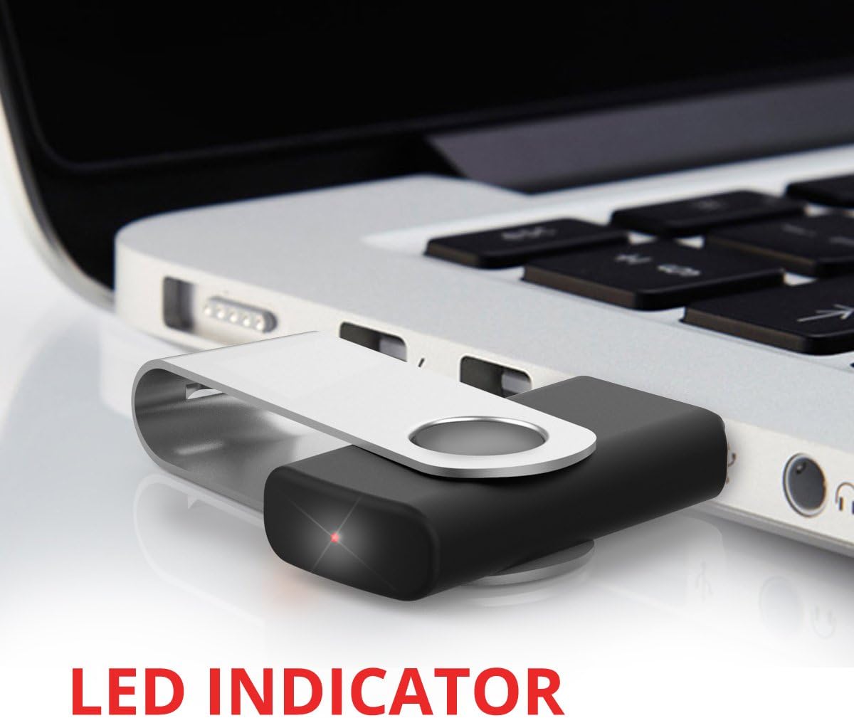 10 Pack 4GB USB2.0 Swivel Flash Drives with Led Indicator, Black O22960