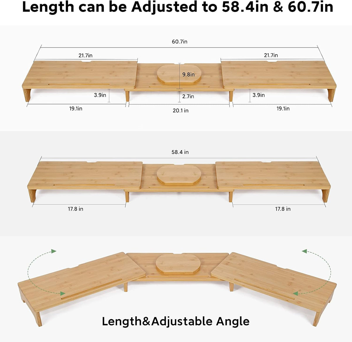 Bamboo Dual Monitor Stand Riser with 3 Shelves, Pack of 2 A9353