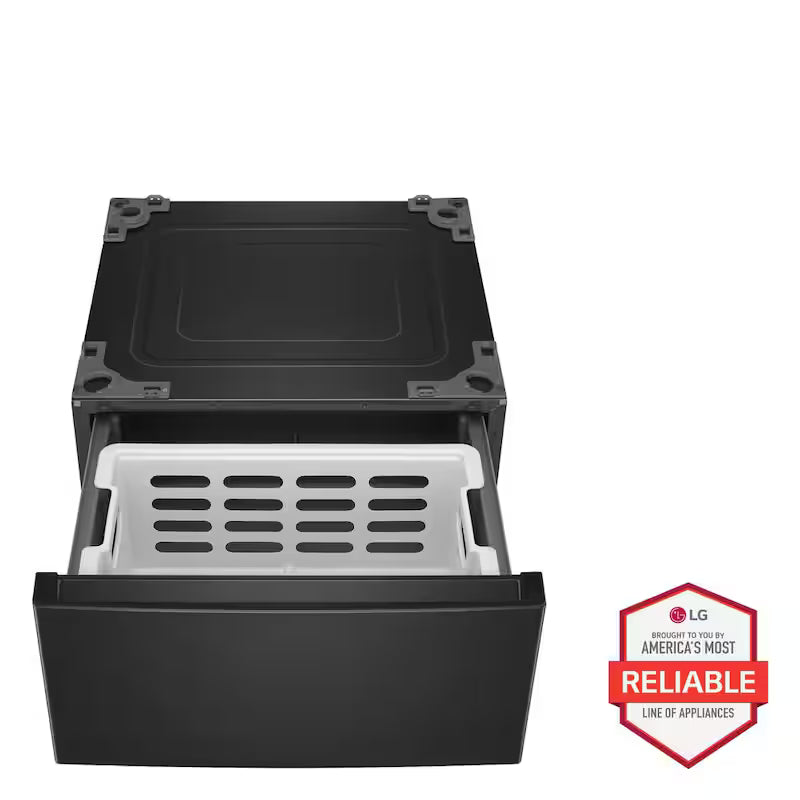 27 in. Black Steel Laundry Pedestal with Storage Drawer D91245