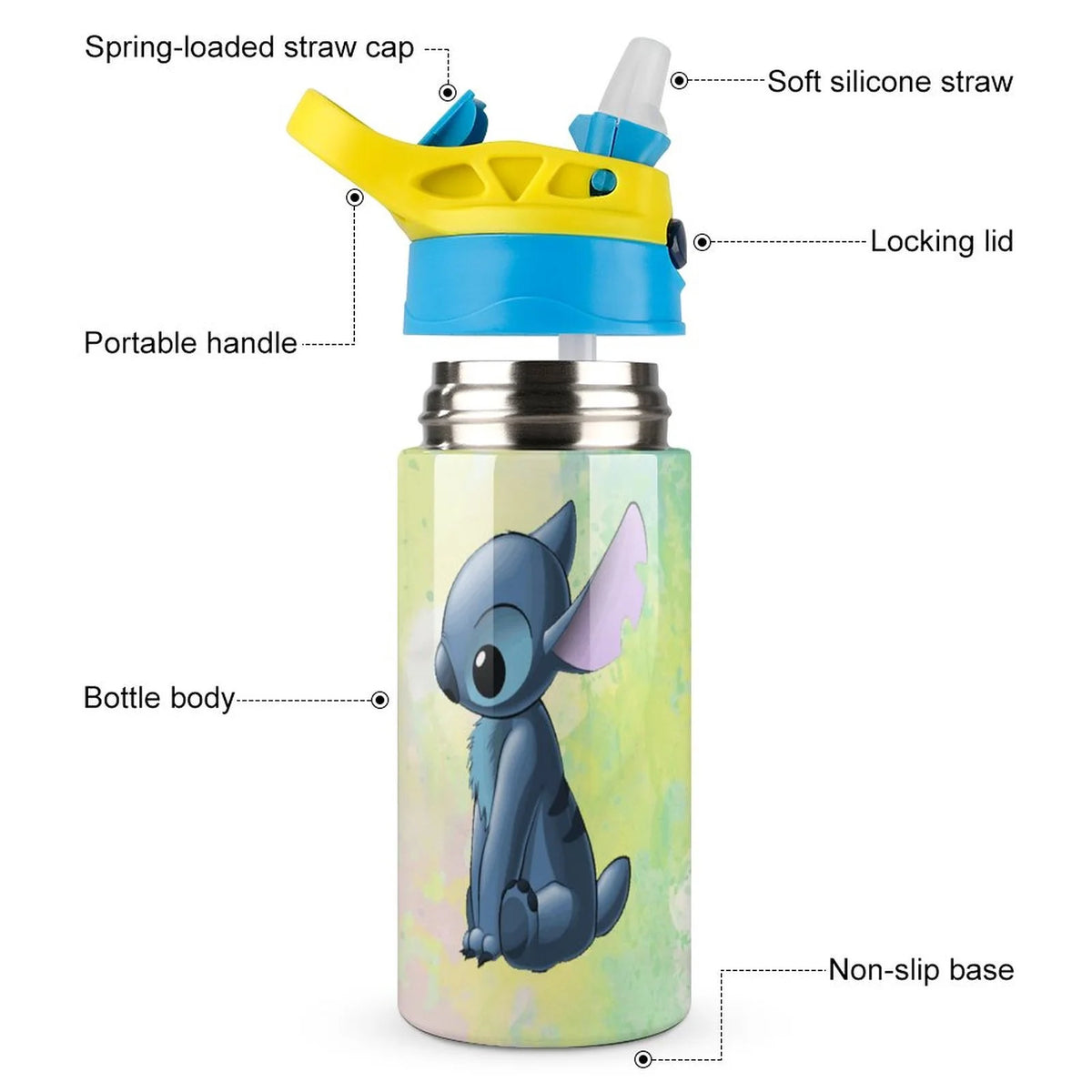 Stainless Steel Vacuum Insulated Children's Water Bottle with Straw A5061