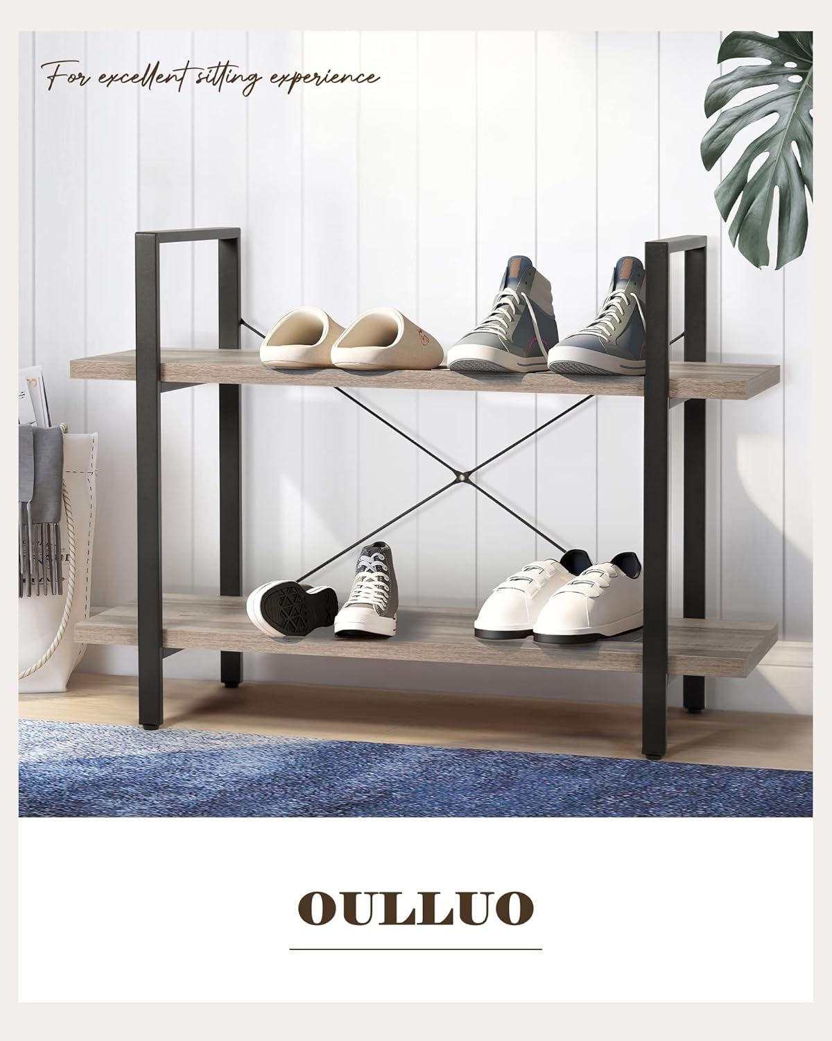 Industrial 2-Tier Wood and Metal Bookcase S9555