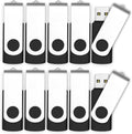 10 Pack 4GB USB2.0 Swivel Flash Drives with Led Indicator, Black O22960