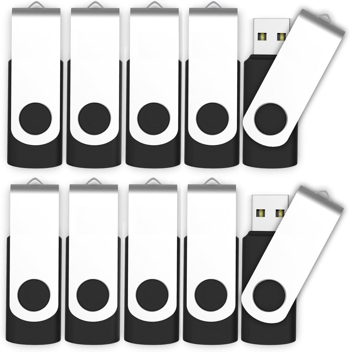10 Pack 4GB USB2.0 Swivel Flash Drives with Led Indicator, Black O22960