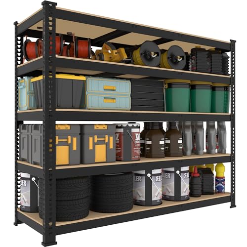 5 Tier Adjustable Heavy Duty Metal Shelving Unit, Black, 2 PCS Y164
