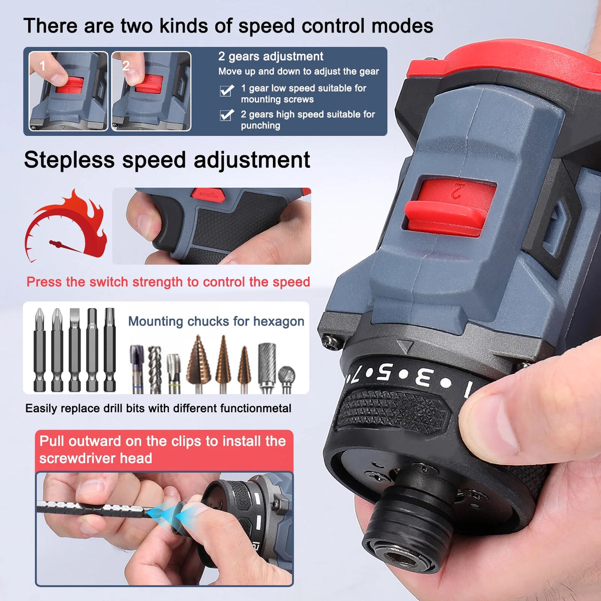 16.8V Brushless Motor Electric Screwdriver 45Nm Torque K39396