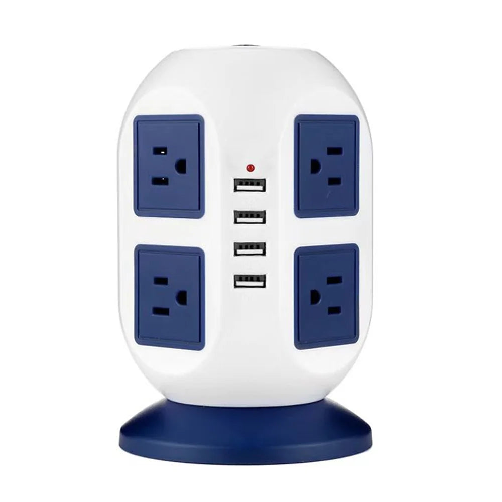 Multi Plug Charging Tower Surge Protector 8 AC Outlets 4 USB Port Power Strip Tower Extension Cord 3 Meters W9132
