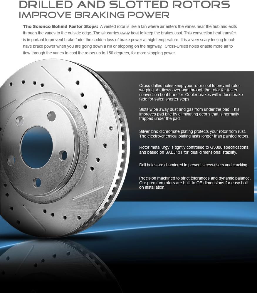 FRONT 287mm 6 Lug Rotors + Ceramic Brake Pads + Clips N68623