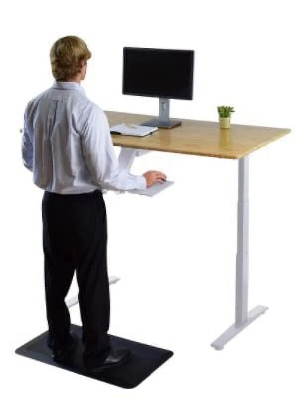 White Natural Bamboo Adjustable Computer Desk W68284