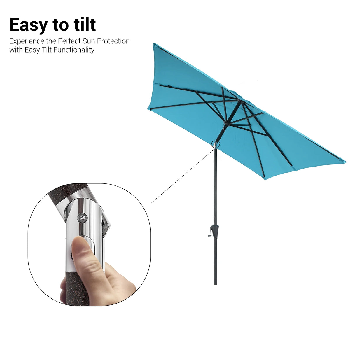 Aqua Blue Patio Market Umbrella with Tilt Button N87323