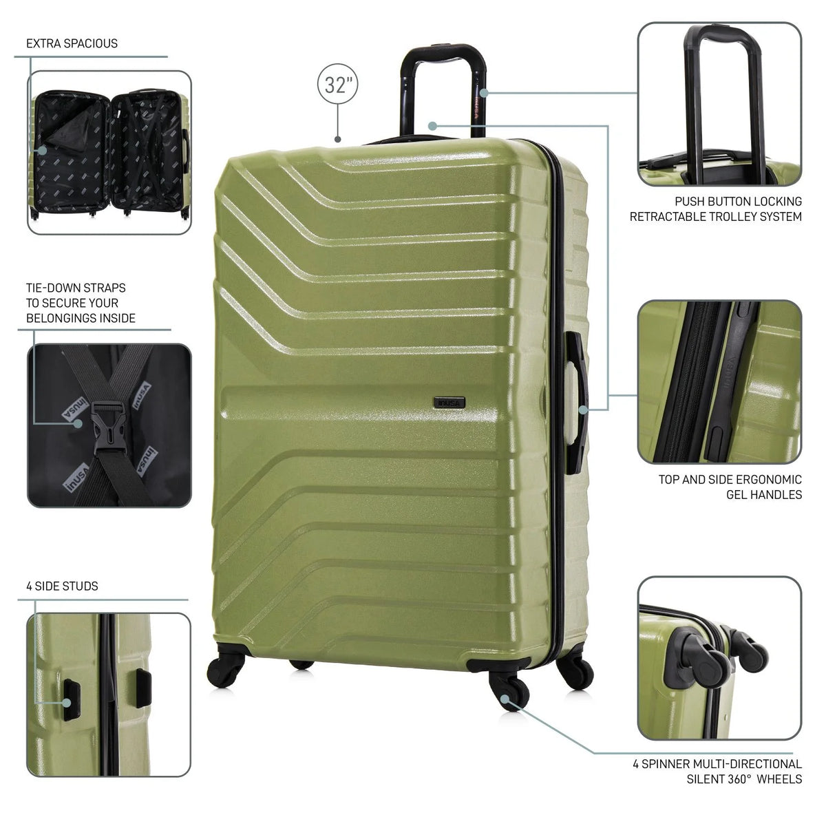 32" Hardside Lightweight Checked Luggage with Spinner Wheels L693