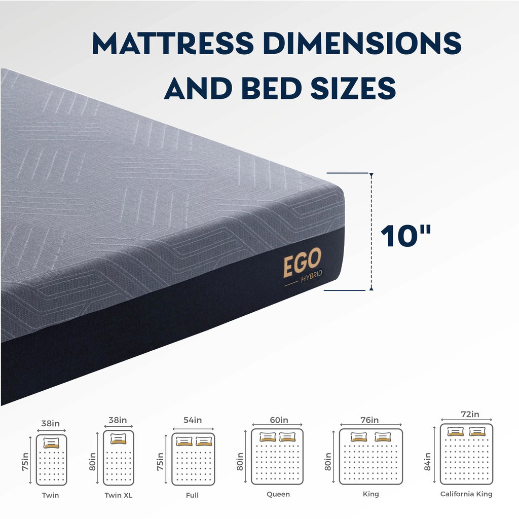 Black 10 inch Full Size Memory Foam Hybrid Mattress L302984