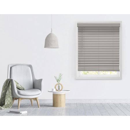 2.5 inch Cordless Faux Wood Blinds, Graystone, 71 x 64 C3089