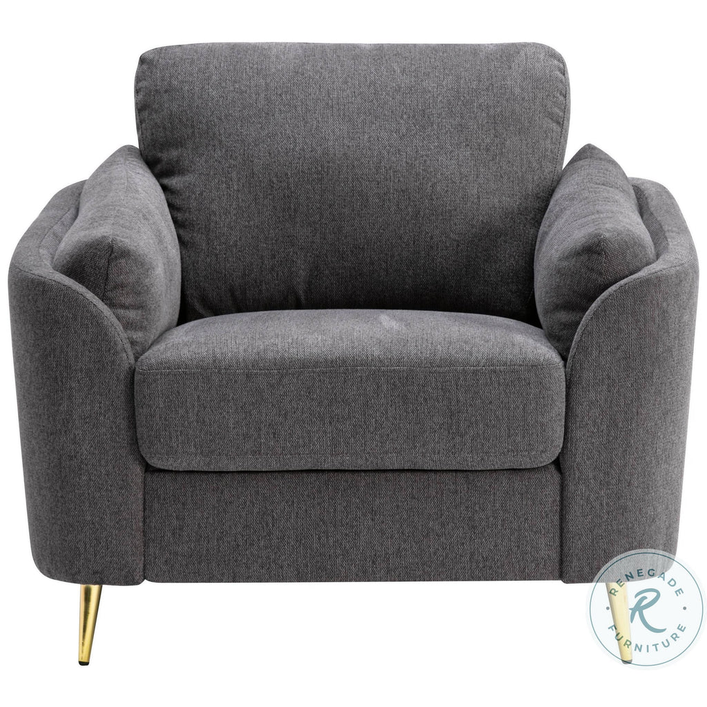Dark Gray Polyester Accent Chair with Gold Metal Legs M140