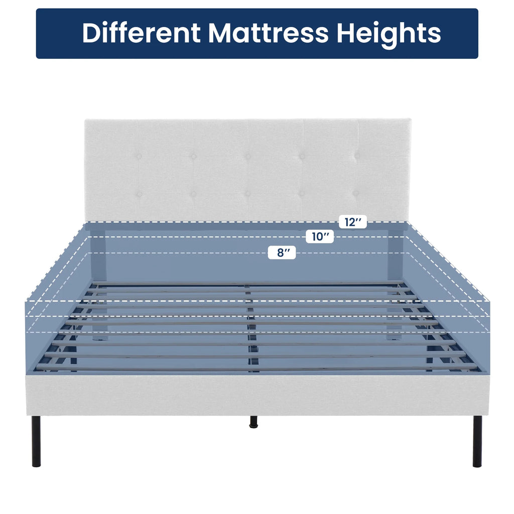 Queen Upholstered Platform Bed Frame with Headboard C7323