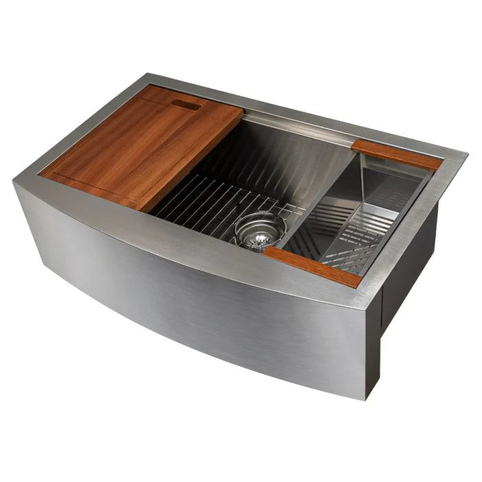 33 in. Farmhouse Apron Mount Single Bowl Stainless Steel Kitchen Sink R9466
