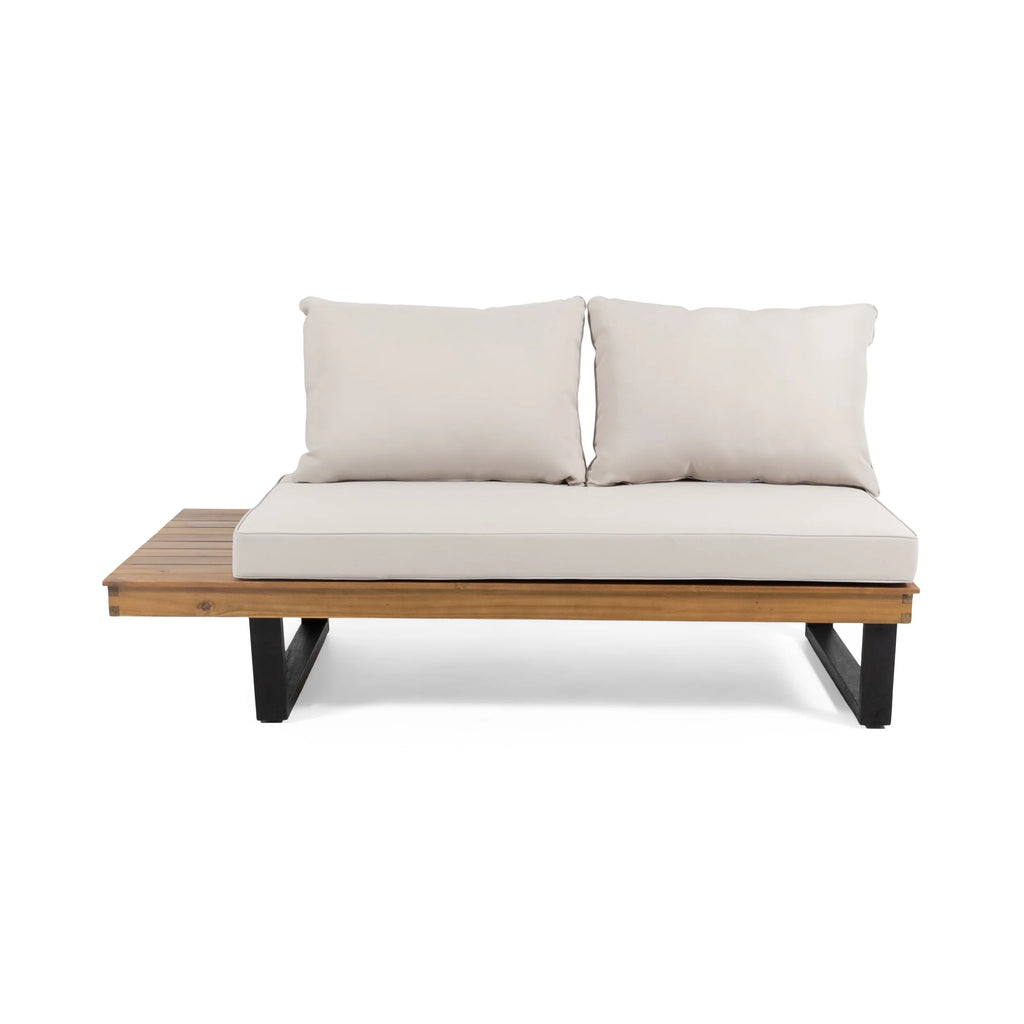 4 Pc Beige Teak Acacia Wood Outdoor Sectional Set Q369